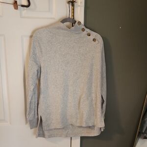 J. Crew Gray Cowl Neck Sweater can be unbuttoned too